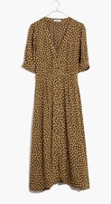 Madewell Button-Cuff Midi Dress in Woodcut Flowers Size 4