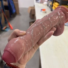 Liquid Silicone Realistic Uncut Foreskin Dildo Suction Cup Women Sex Toys Dong