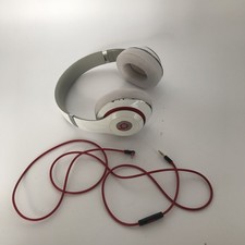 Beats by Dr. Dre Studio Headphones White Over-Ear Red Cable Volume Control
