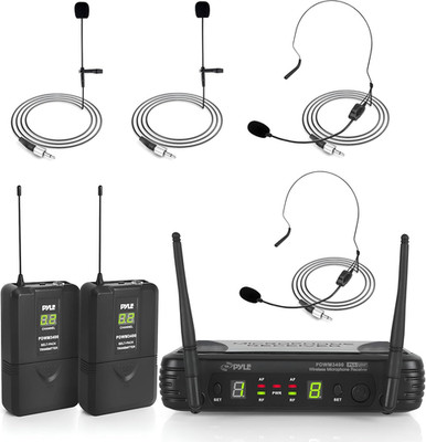 2 Channel Wireless Microphone System - Portable UHF Digital Audio Mic Set with 2
