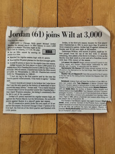 Michael Jordan 3,000 Point 87’ Season Article, Only 2 Players NBA History