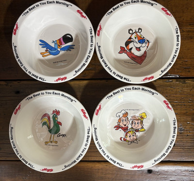 1995 Kellog's Cereal Mascot Bowls SET OF 4 Tony Corny Sam Snap NEW opened box
