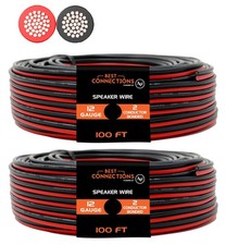 12 Gauge 100' Feet Red Black Bonded 2 Way Speaker Wire 2 Pack Stranded