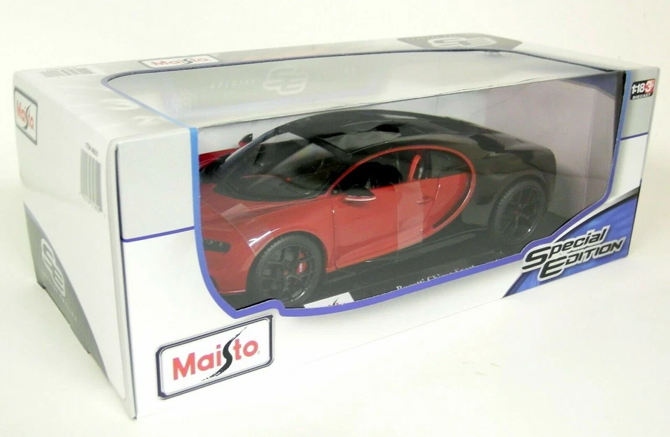 Maisto 1/18 - Bugatti Chiron Sport 16 Red Black Supercar Diecast Scale Model Car - Image 3 of 4