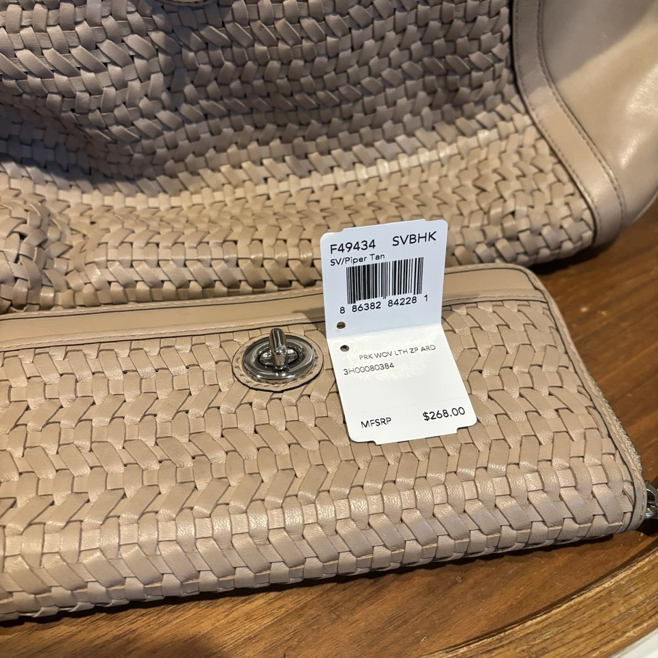 Bolso de Hombro Hobo Coach Parker de Cuero Tejido con Cartera a Juego Foto 4 de 4