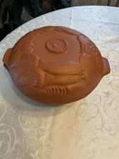 UNGLAZED CLAY TERRACOTTA GOURMET TOPF 1980 COOKING POT W LID MADE USA 