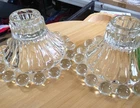 Vintage Anchor Hocking Boopie Berwick Clear Glass Bubble Candlestick Holders Set