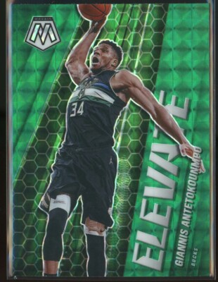 2020-21 Panini Mosaic Giannis Antetokounmpo Elevate Green Mosaic #2 Bucks