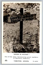 RPPC Boothill George Johnson Hanged By Mistake Tombstone AZ C1940's Postcard R23