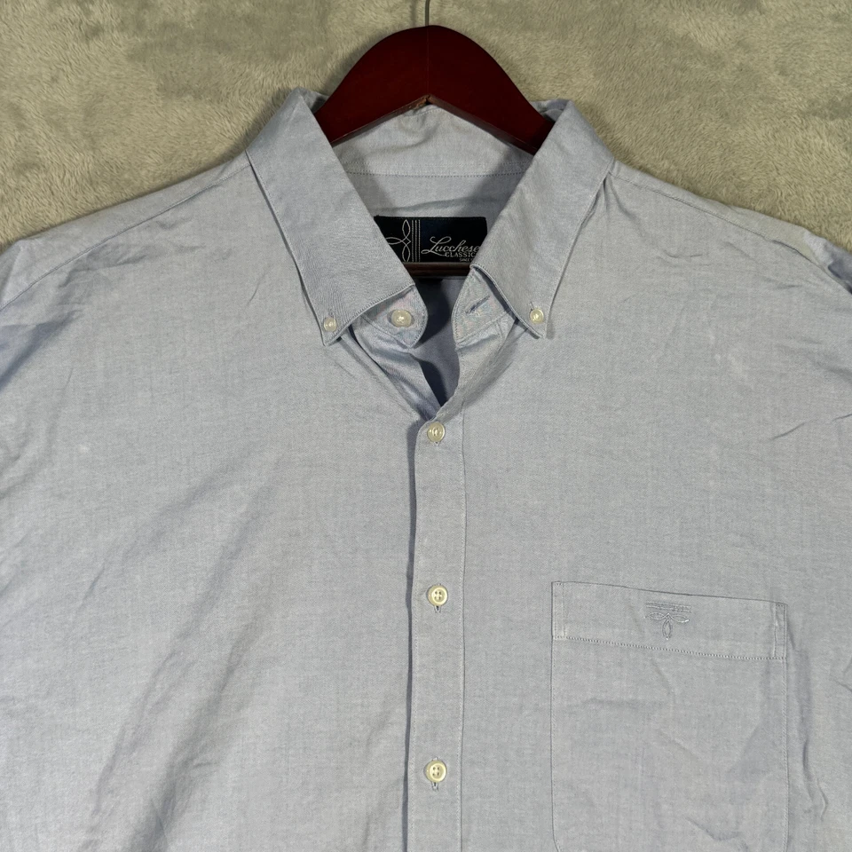 Camisa masculina Lucchese XXL azul manga longa botão para baixo - Imagem 2 de 4