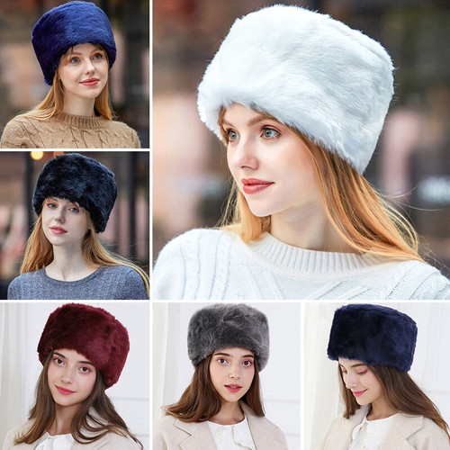 Women Faux Fur Russian Hat Fluffy 