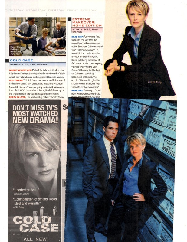 COLD CASE tv show 50 pages clippings lot cathryn morris-danny pino-john finn etc