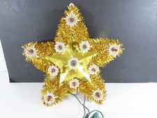 Gold Tinsel Lighted Christmas Tree Top Topper...