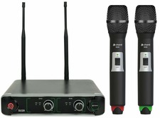 Compact Dual Uhf Handheld Microphone Mic Receiver Wireless Set Dj Pa Red+green