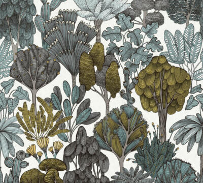 Tapete Vlies Palmen Floral weiß grün grau Architects Paper 37757-3 (8,50 /1qm)