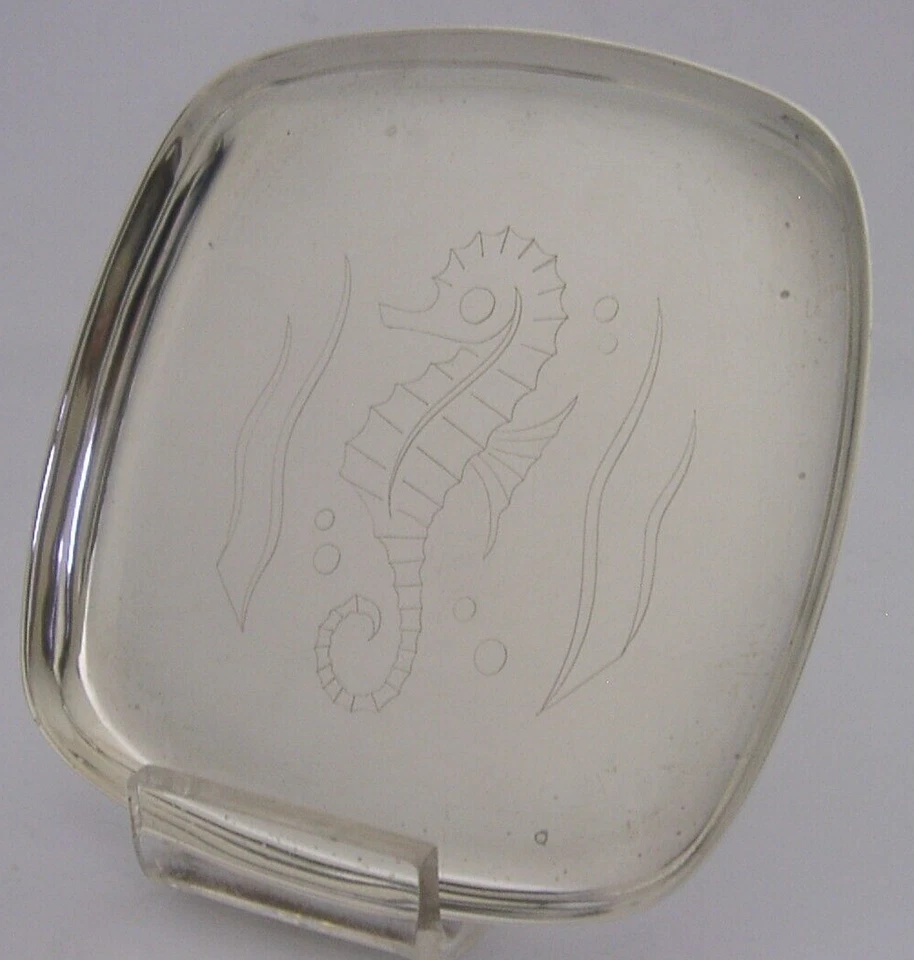 A E JONES PLATA ESTERLINA CABALLITO DE MAR PLATO 1960 GEOFFREY BELLAMY MEDIADOS DE SIGLO Foto 3 de 4