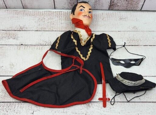 Gund Zorro Hand Puppet Mask, Cape and Sword Don Diego de la Vega 1950s Disney Gund Zorro Hand Puppet Mask, Cape and Sword Don Diego de la Vega 1950s Disney
