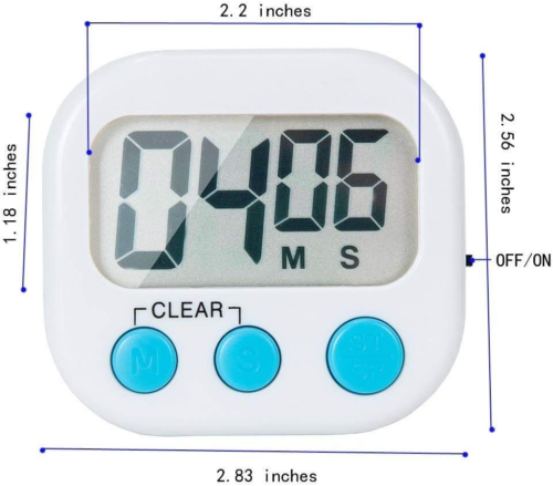 6 Pack Small Digital Kitchen Timer Magnetic Back and On/Off Switch,Minute Second - Picture 4 of 12