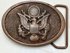Rare Vintage ADEZY DENVER 1975 US Army Insignia Metal Coppertone Belt Buckle