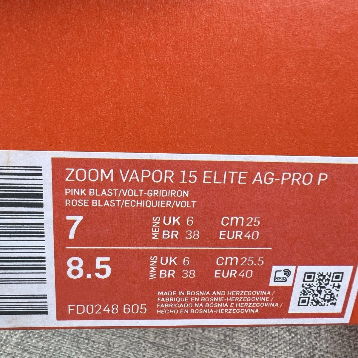 Nike Zoom Mercurial Vapor 15 Elite AG-Pro P FD0248-605 Men\'s 7 / Women 8.5 Nike Zoom Mercurial Vapor 15 Elite AG Pro Blast Pack for  main image 2