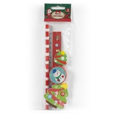 Set Kit Regalo Natale 5 pezzi (Matita-Gomma-Temperamatita-Righello-Blocco Notes)