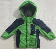 OshKosh B'gosh Winter Hooded Coat Green  Navy Jacket 2T, Soft Fleece Interior