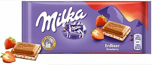 Milka Strawberry Chocolate Bar Candy Original German Chocolate 100g/3.52oz