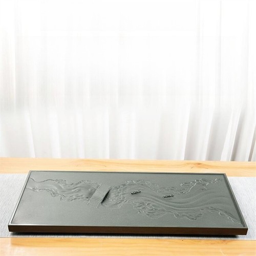 Wujinshi Tea Tray Green Stone Tea Table Sea of tea Embossed Drain Tea Tray - Picture 9 of 18