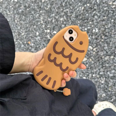 For iPhone 16 15 Pro Max 14 Pro 13 12 11 3D Fish Silicone Cute Cartoon Soft Case