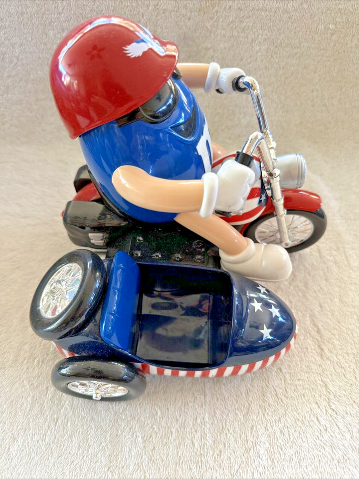 M&M Red White & Blue Motorcycle Biker Harley With Sidecar Hog Candy