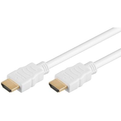 15m HDMI with Ethernet Kabel weiß HDCP 3D FullHD 4K Ultra HD Stecker vergoldet