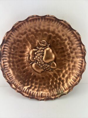 Vintage Gregorian Hand Hammered Copper  Wall Platter USA Made