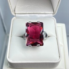 Ruby Ring, Simulated Gem, Sterling Silver Filigree Made to Order D104