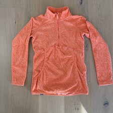 Roxy Girl Cascade Technical 1/4 Zip Fleece Jacket Coat Animal Print Orange Sz14