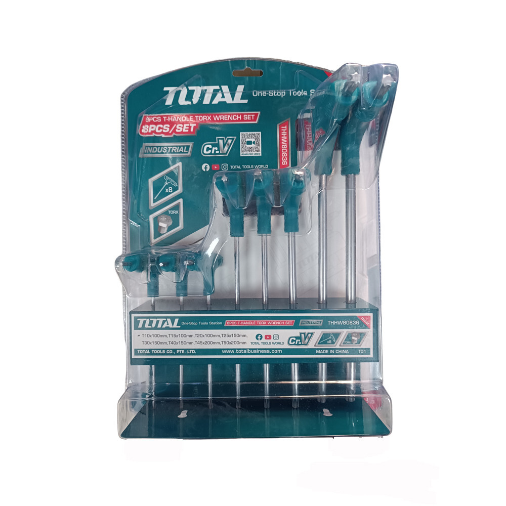 TOTAL SET 8pz CHIAVI TORX CHIAVE IMPUGNATURA A T T10-T50 CON SUPPORTO
