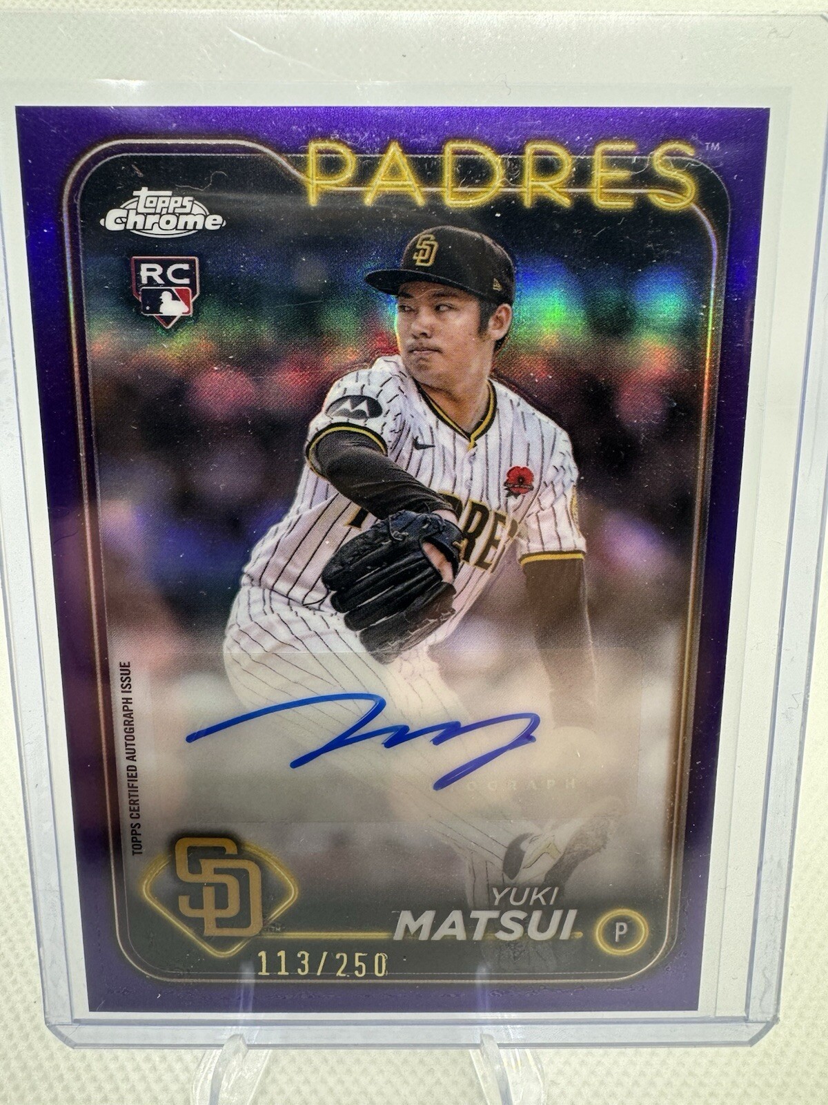 2024 Topps Chrome - Rookie Autographs #RA-YM Yuki Matsui - True Purple /250
