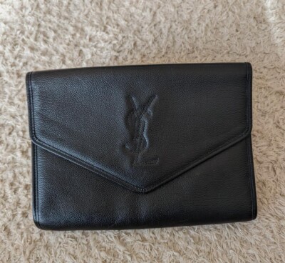 Shoulder Bag Black Leather Clutch Vintage Ysl Clutch Yves Saint