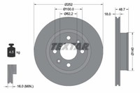 Textar 2X Bremsscheibe Vorne Ø252 Mm InnenbelüFtet FüR Hyundai I10 BA IA 1.0