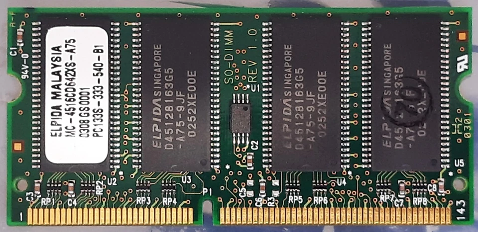 Crucial CT16M64S6W8E.E8T 128MB PC-100 SODIMM - Image 2 of 2