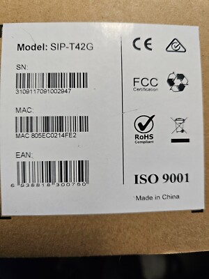 Yealink SIP-T42G Gigabit IP Phone Used with power adapter and wall mount bracket