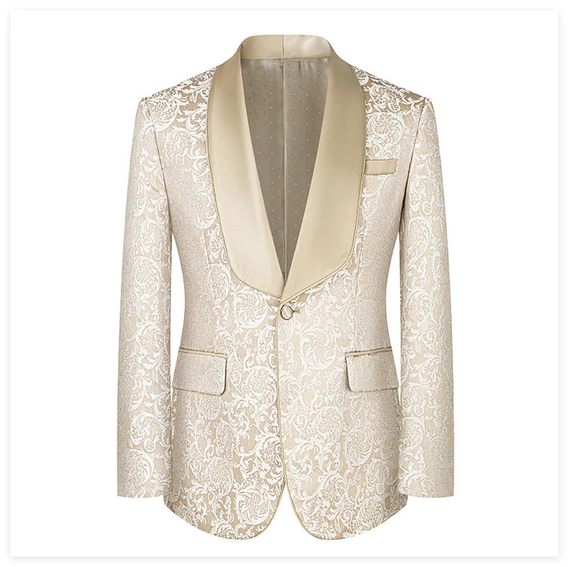 Business Paisley Men Suits Sets 3pcs Slim Fit Wedding Prom Groom Tuxedos Floral - Image 3 of 4