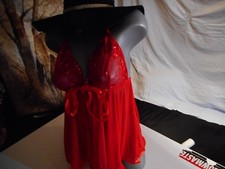 2 PIECES SHIMMERING RED LACE LINGERIE SET EXTRA LARGE