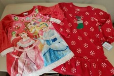 Set of 2 Disney Princess Nightgown and Holiday Girls Nightgown PJS Size 2T 