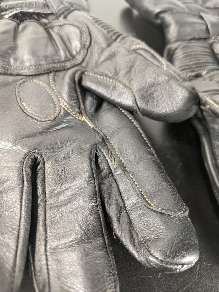 First Gear Padded Motorcycle Riding Black Leather Gauntlet Gloves Size XL Foto 4 de 4