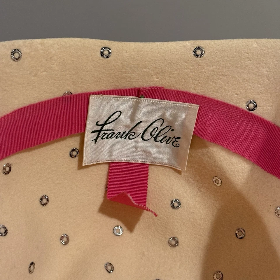 Vintage Frank Olive Women’s Rhinestone Wool Cloche Hat — 1960s-70s - Image 4 of 4