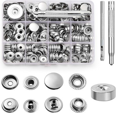 Druckknopf Set Edelstahl Persenning Plane Zelt Camping Nähfrei Satz Knöpfe 260St