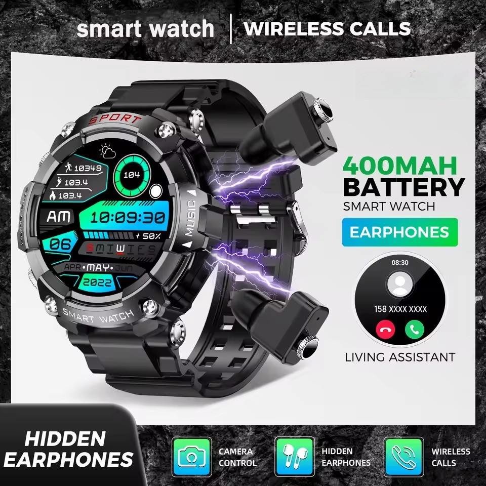 Smart Watch With TWS Earbuds Men‘s Smartwatch Wireless Headset For iOS Android
