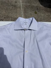 Brooks Brothers White Blue Regent OCBD Oxford Button Shirt Mens L 16.5 34/35