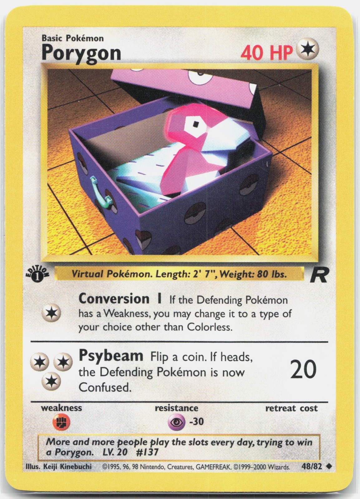 Porygon Uncommon Team Rocket TR Colorless 1st Edition 48/82 2000 MP