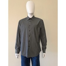 Givenchy Paris Mens Black White Pinstripe Cotton Button Down Shirt Size L